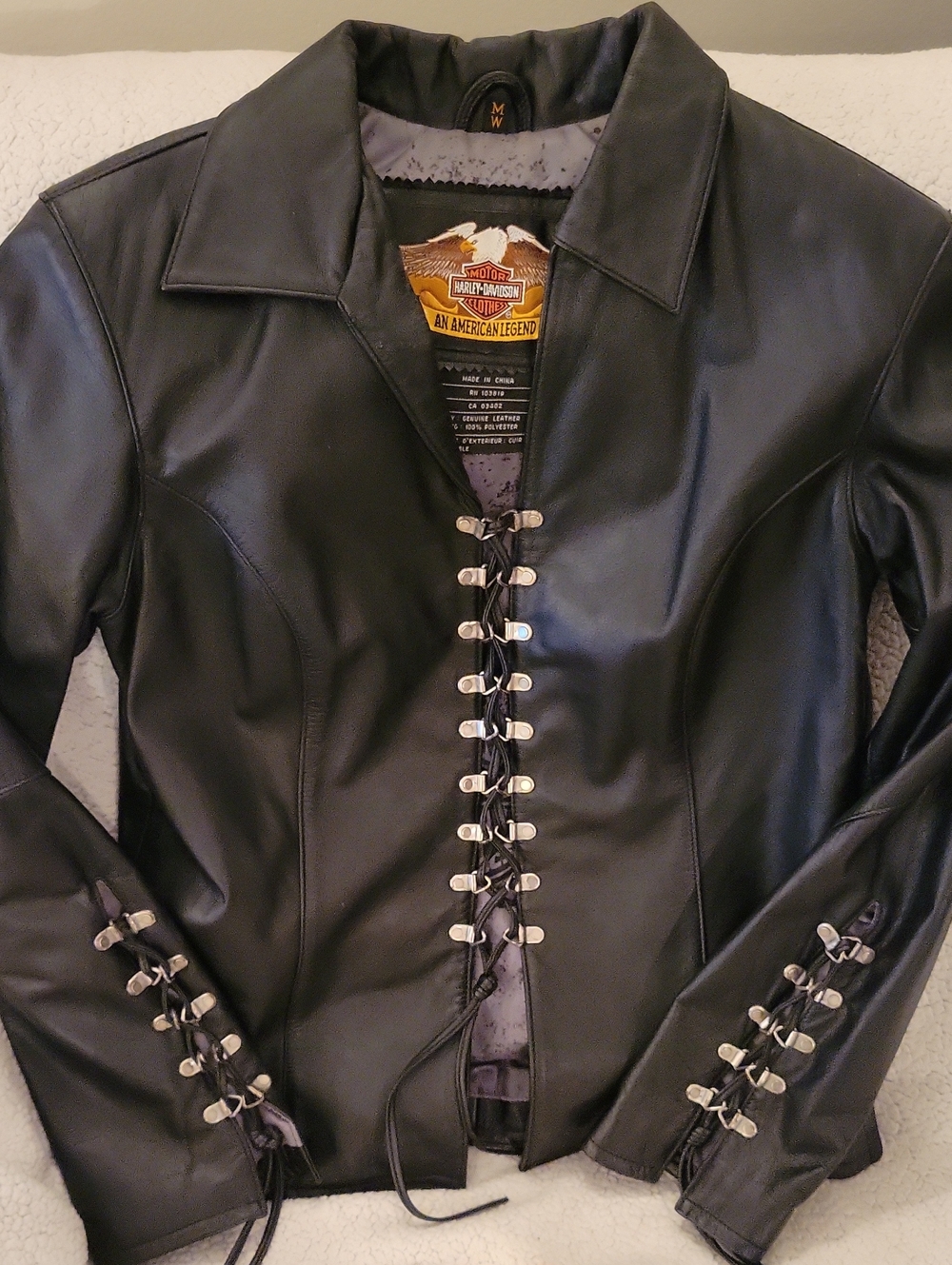 Harley-Davidson Leather Lace-Up Jacket in Black